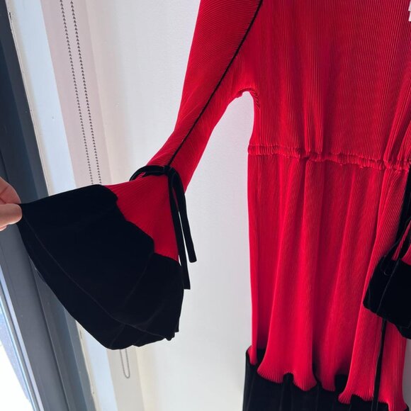 Tory Burch Pleated Ruffle Dress Runway Red 6 (S) NWT - Picture 6 of 7